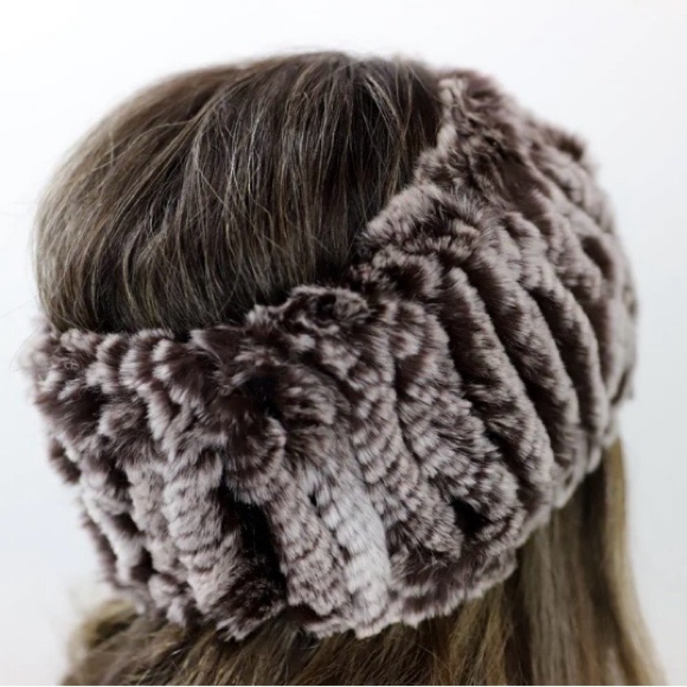 La Fiorentina Grey & White Fur Headband